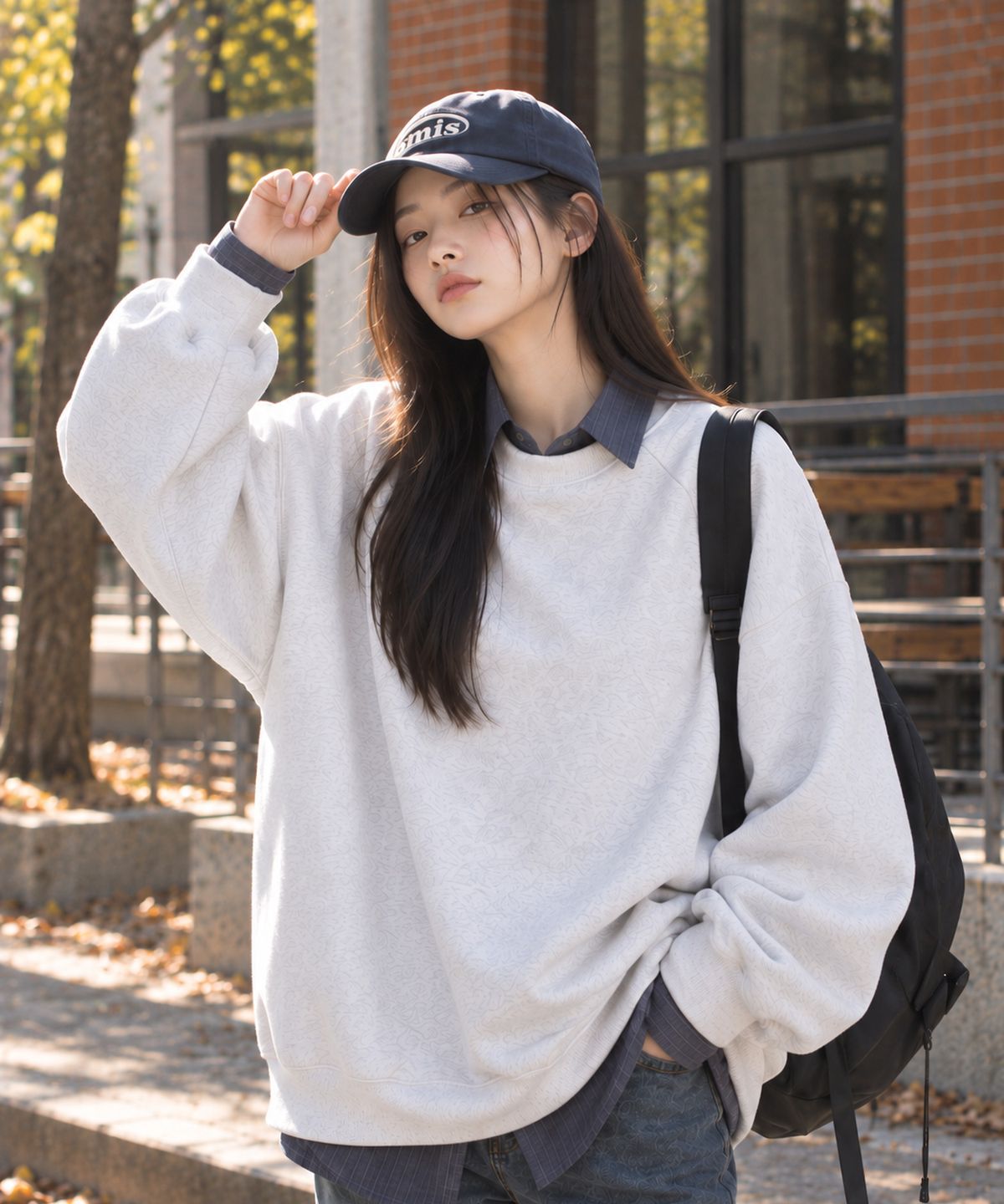 빼빼(BBAEBBAE) 라운드넥 솔리드 쭈리 맨투맨 티셔츠 4COLOR