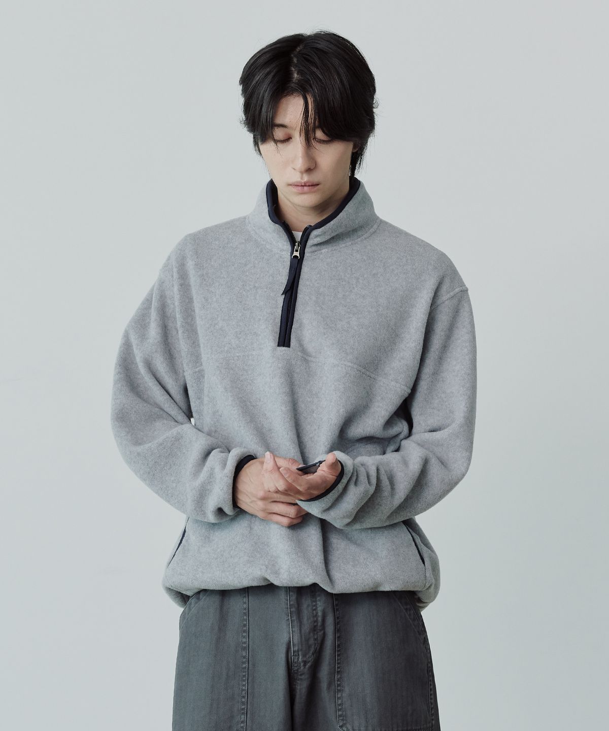유니온블루(UNION BLUE) ANGLER FLEECE HALF-ZIP [MELANGE GRAY]