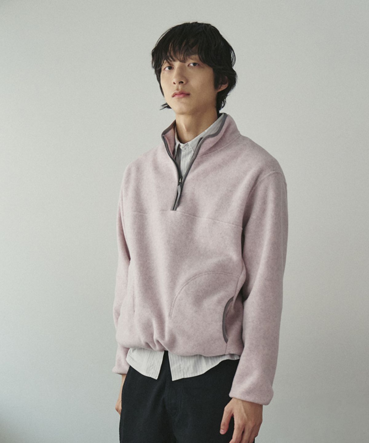 유니온블루(UNION BLUE) ANGLER FLEECE HALF-ZIP [MELANGE PINK]