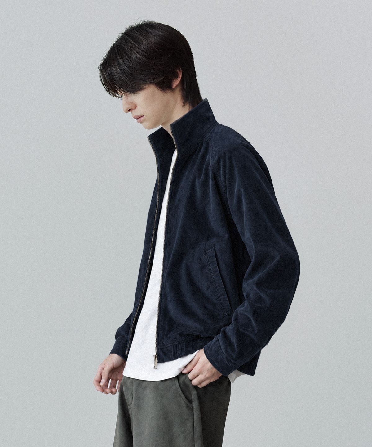 유니온블루(UNION BLUE) STAND COLLAR CORDUROY BLOUSON [NAVY]