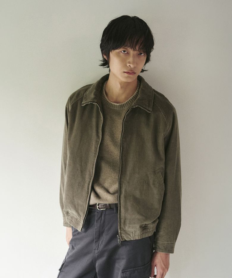 STAND COLLAR CORDUROY BLOUSON [GRAYISH BROWN]