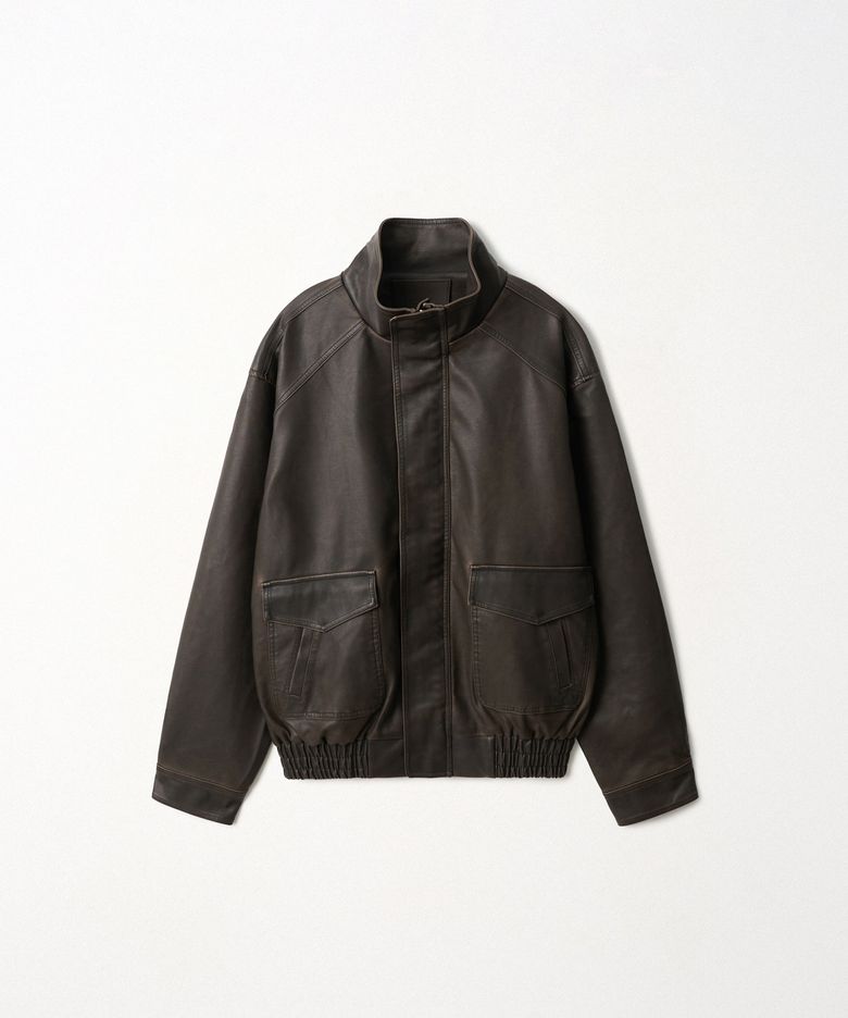 Modern Faux Leather Jacket_Brown