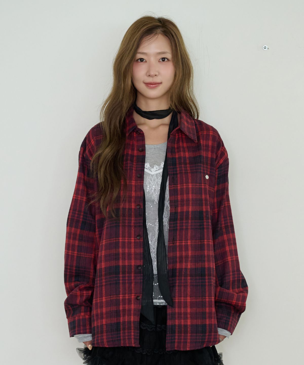 핑크파인애플(PINKPINEAPPLE) NOSTALGIC CHECK SHIRT_RED