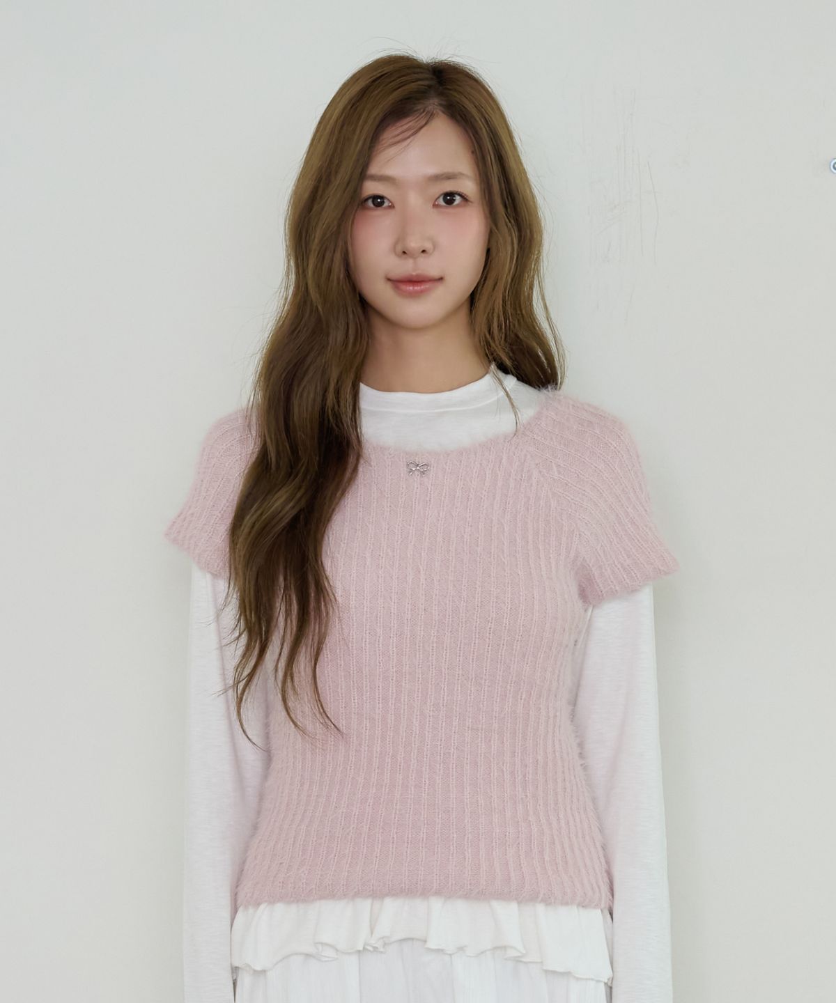 핑크파인애플(PINKPINEAPPLE) WHISPER RIB HALF KNIT_PINK