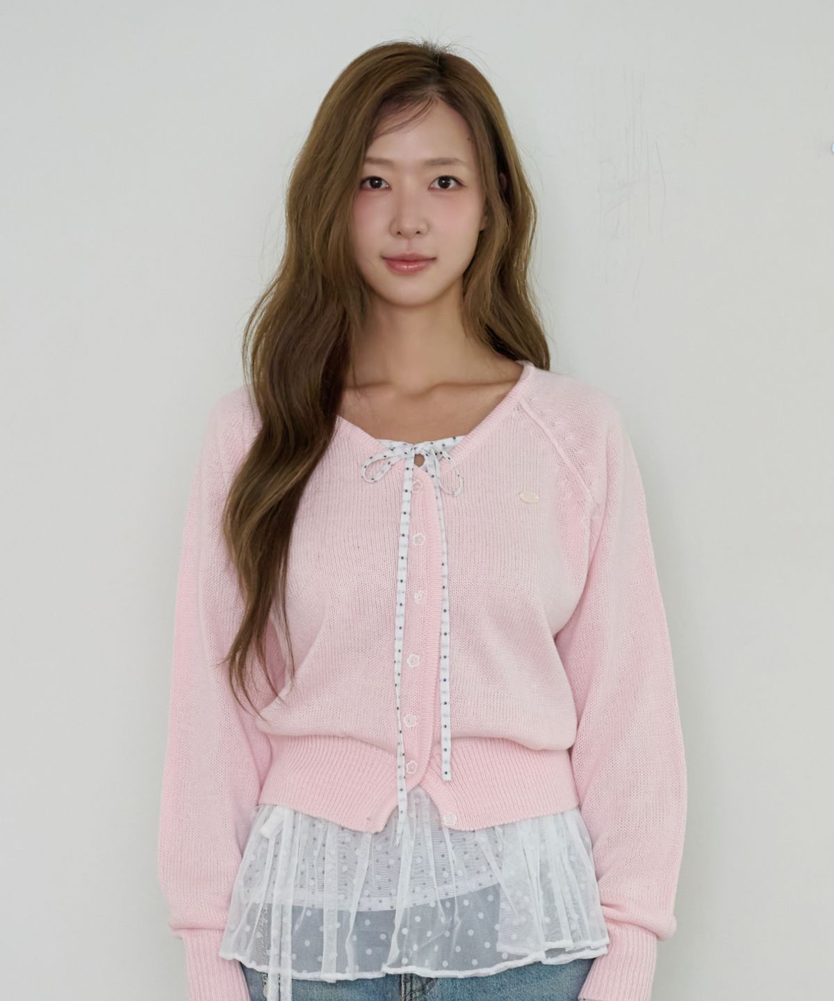 핑크파인애플(PINKPINEAPPLE) TENDER V-NECK KNIT CARDIGAN_PINK