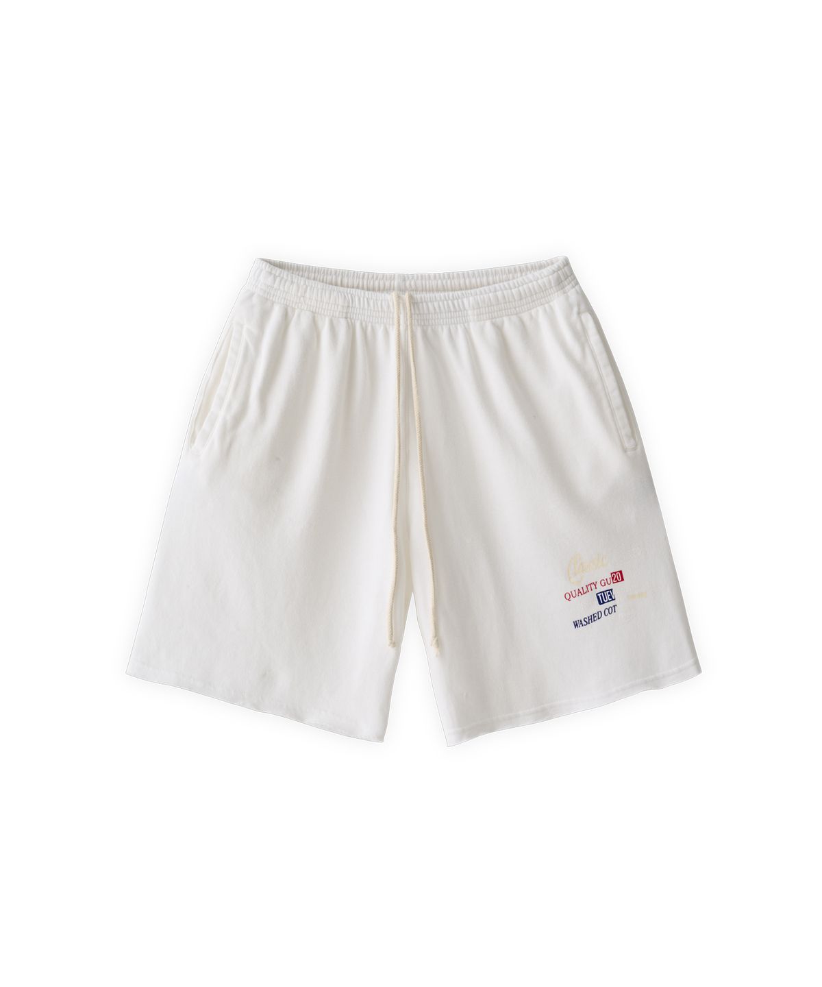 투위드(TUEWID) Tuewid relaxed light fleece sweatshorts in white classic cotton
