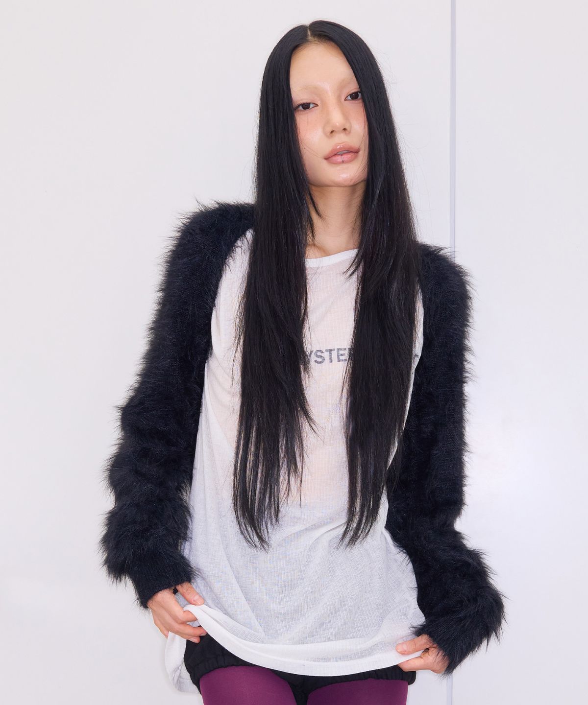 미스테리어스호텔(THE MYSTERIOUS HOTEL) CROP FUR BOLERO [BLACK]