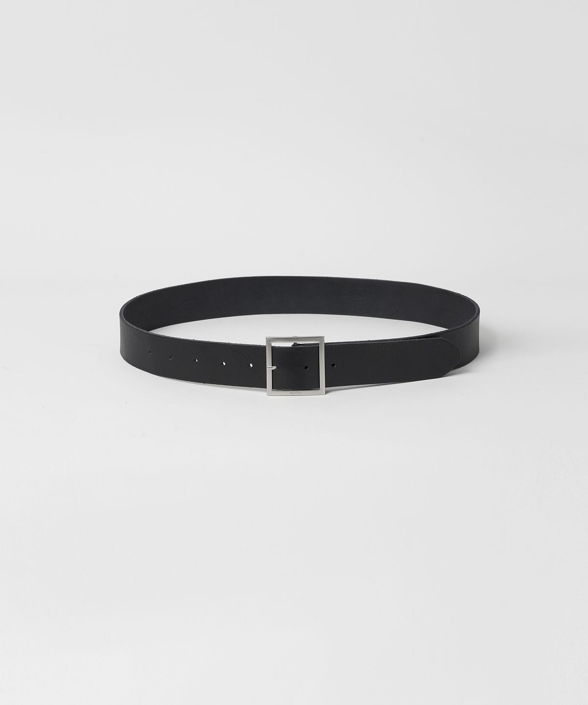 노티아(NOTIA) 40MM SQUARE ITALIAN LEATHER BELT_BLACK/SILVER