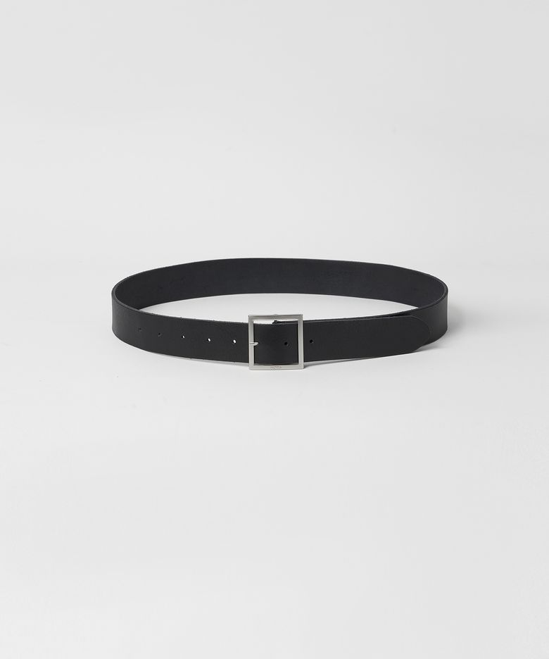40MM SQUARE ITALIAN LEATHER BELT_BLACK/SILVER
