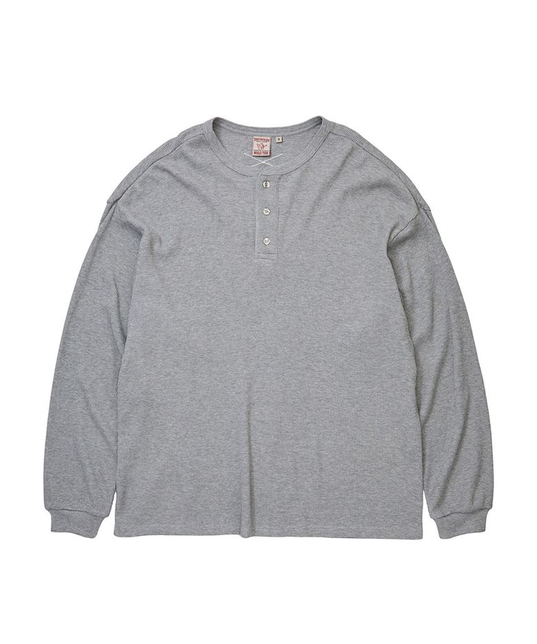Waffle Henley Long Sleeve - MELANGE GREY