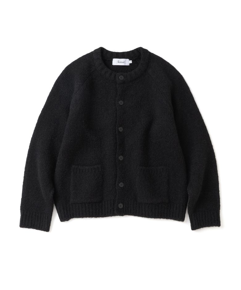 [해피가이정호 PICK] 부클 래글런 포켓 크롭 라운드 가디건 BLACK