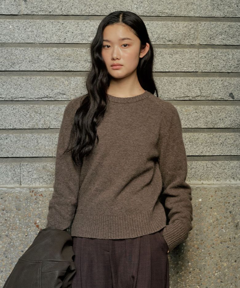Premium Wool Saddle Round Knit_Brown
