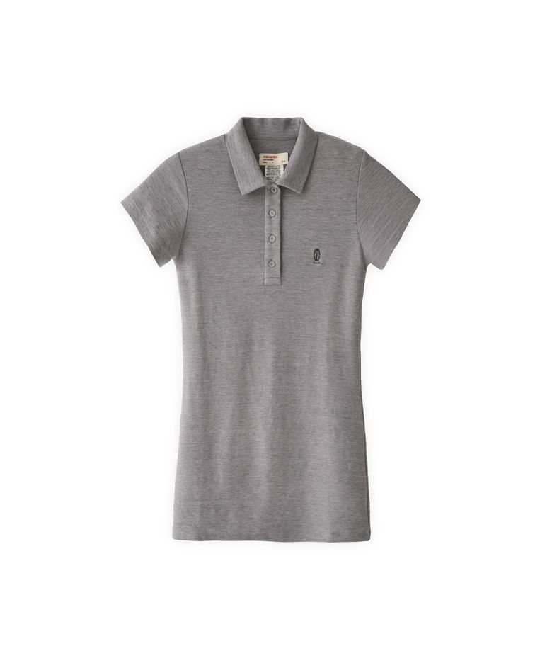 Cotton button down pique polo mini dress graphite