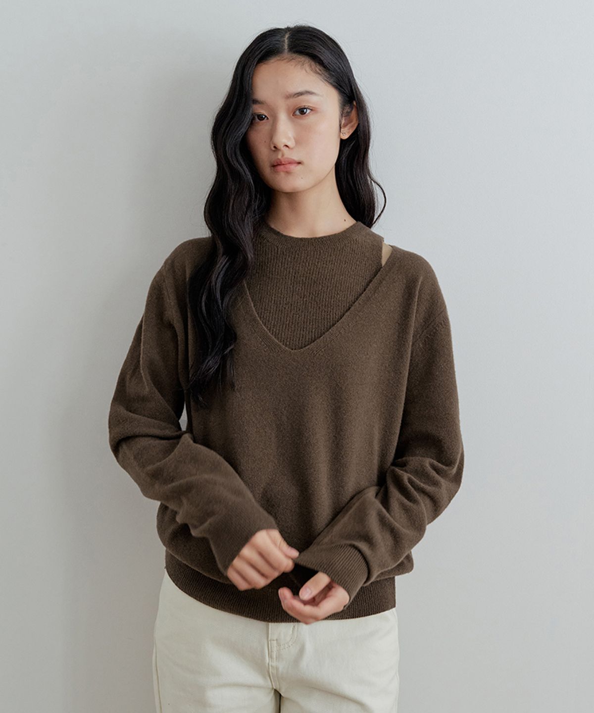 비올셋(BE ALL SET) Merino Wool Knit Set_Choco Brown