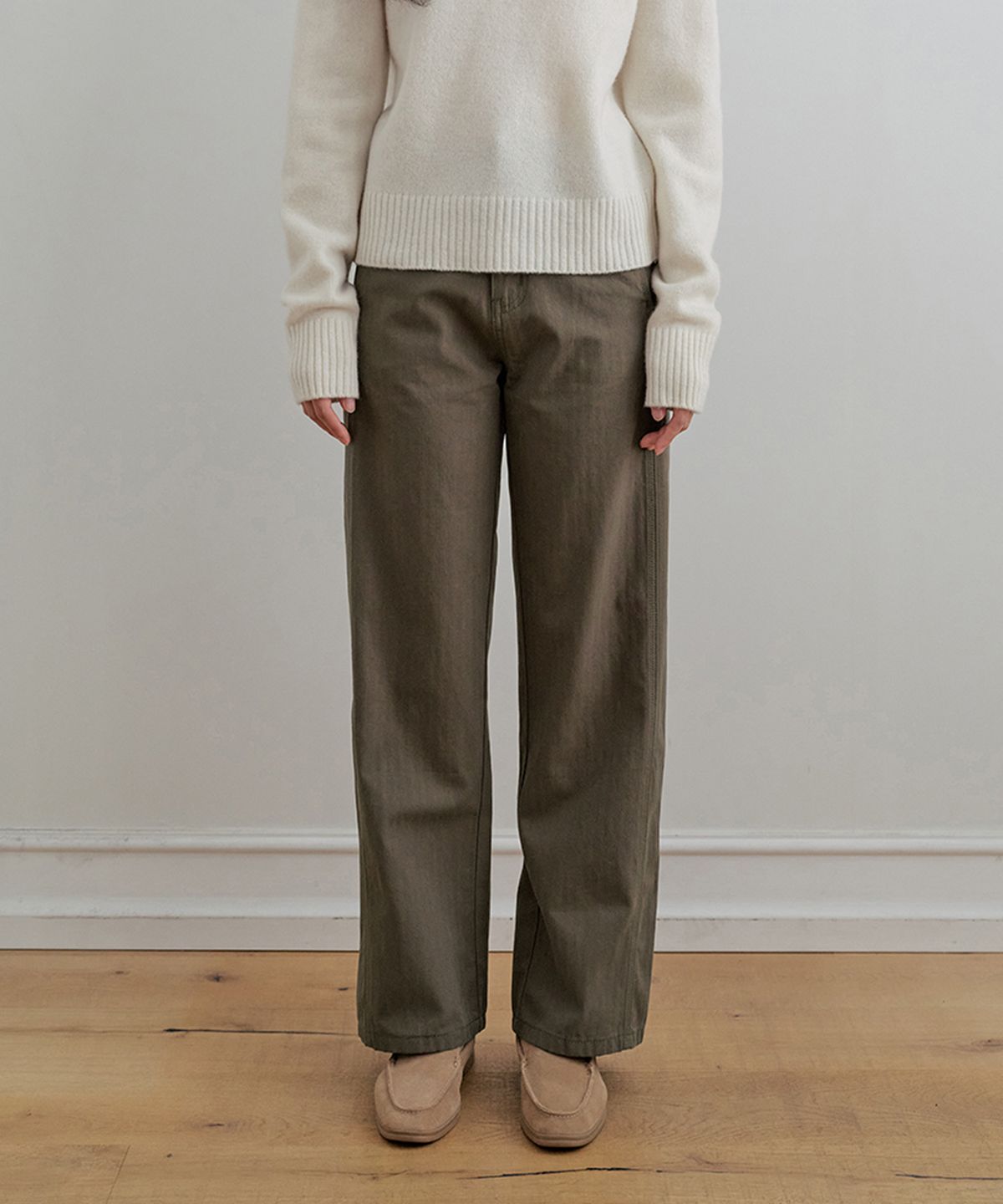 비올셋(BE ALL SET) Vintage Herringbone Pants_Khaki Brown