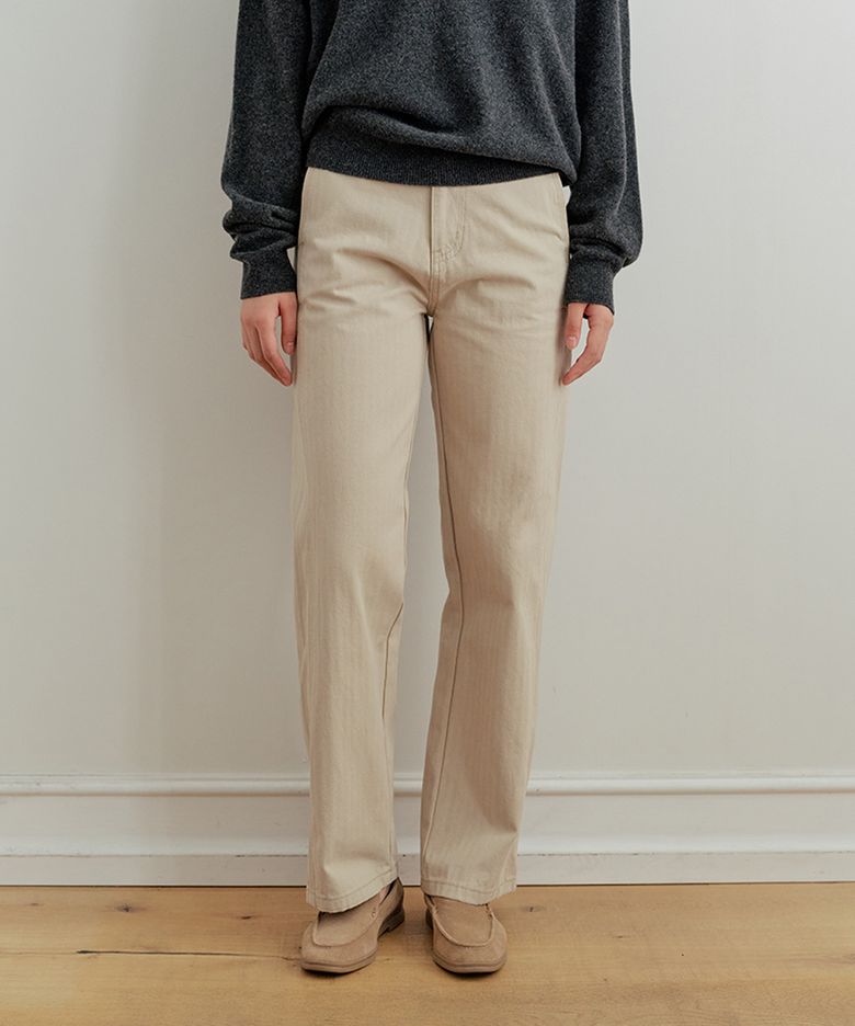 Vintage Herringbone Pants_Beige