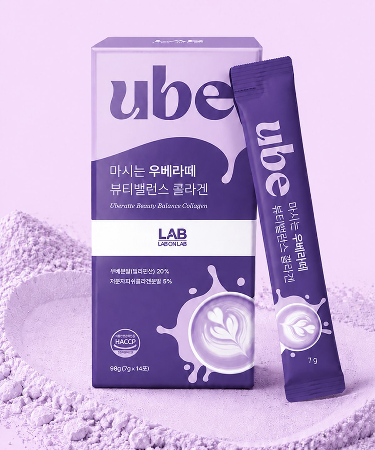 랩온랩(LABONLAB) 마시는 우베라떼 뷰티밸런스 콜라겐 7g x 14포
