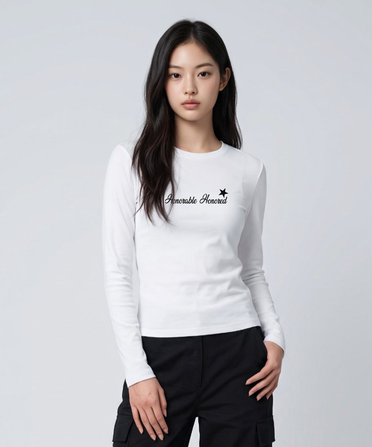 밴웍스(VANNWORKS) 아너러블 스타 크롭 긴팔티셔츠 (VLS232) 화이트