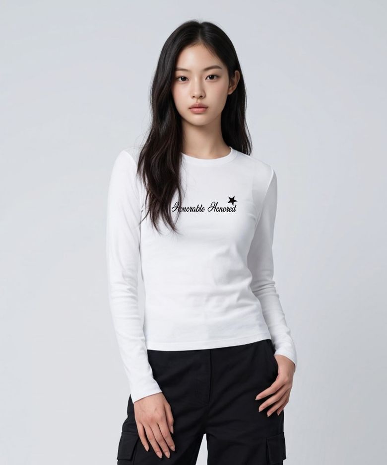 [f/w신상할인] 아너러블 스타 크롭 긴팔티셔츠 (VLS232) 화이트