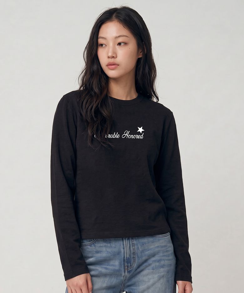 [f/w신상할인] 아너러블 스타 크롭 긴팔티셔츠 (VLS232) 블랙