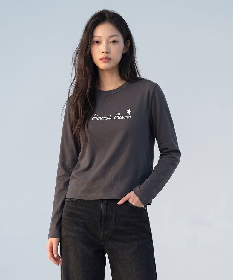 [f/w신상할인] 아너러블 스타 크롭 긴팔티셔츠 (VLS232) 차콜