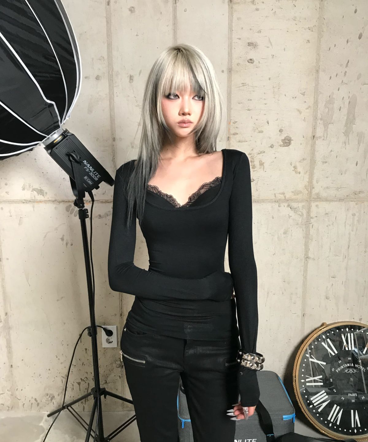 쿄이(KYOIII) LACE LONG SLEEVE TEE (BLACK)