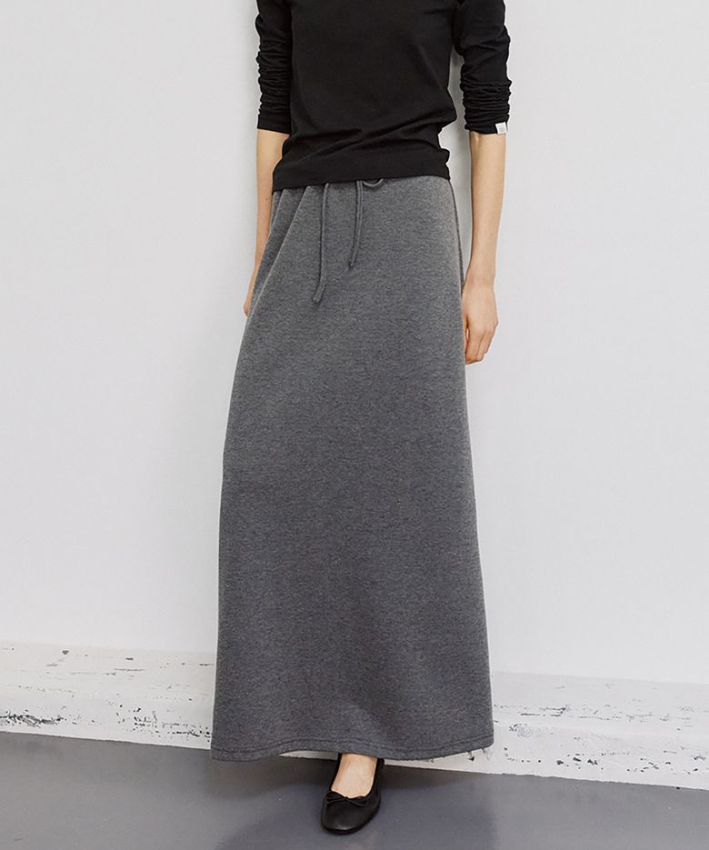 SK016 Relaxed Slit Banding Skirt (Charcoal)