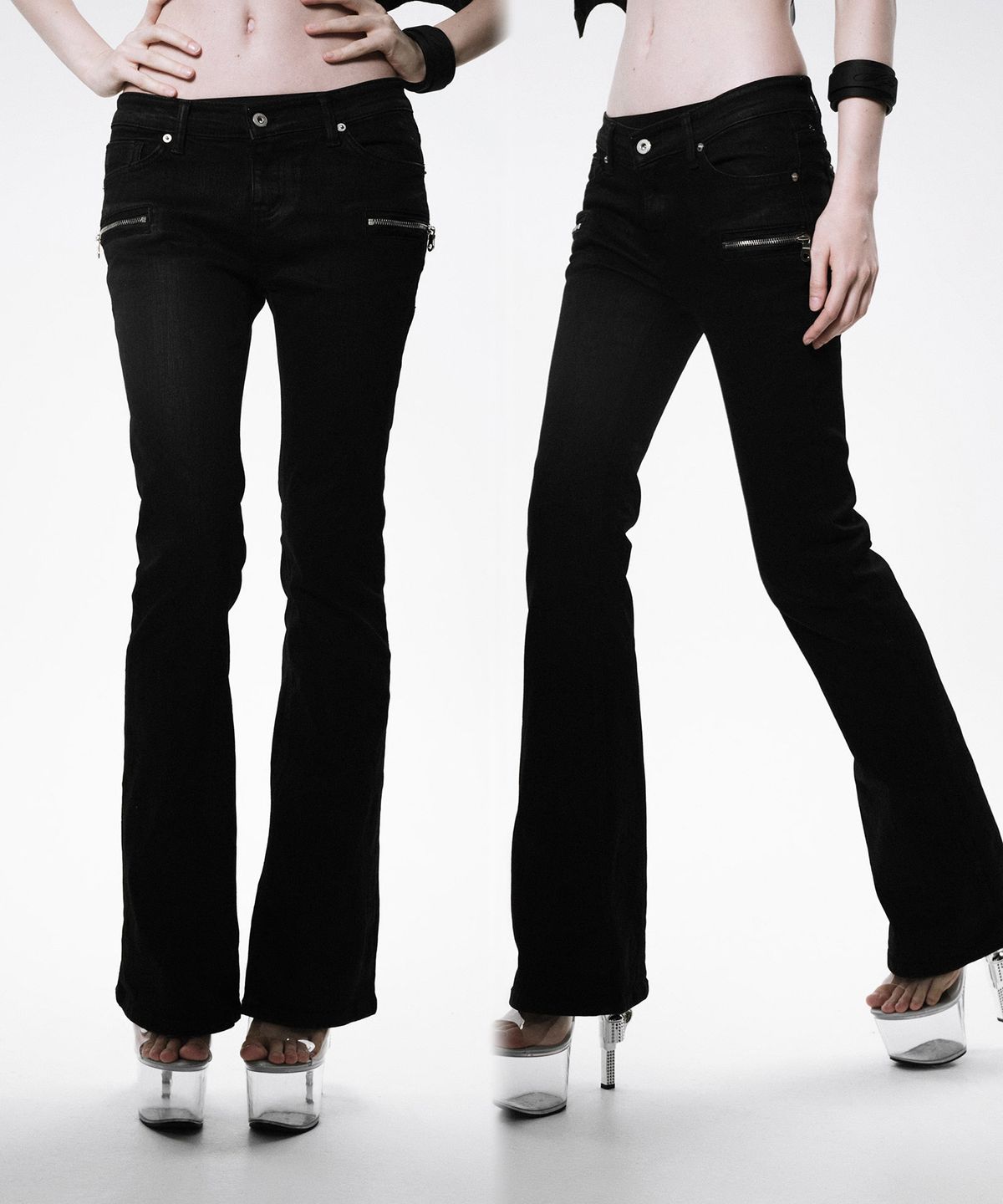 쿄이(KYOIII) ZIP POCKET BOOTCUT DENIM (BLACK)