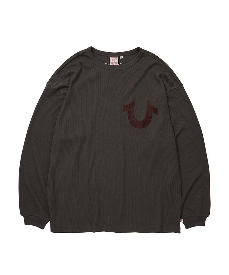 Big Horseshoe Waffle Long Sleeve - KHAKI