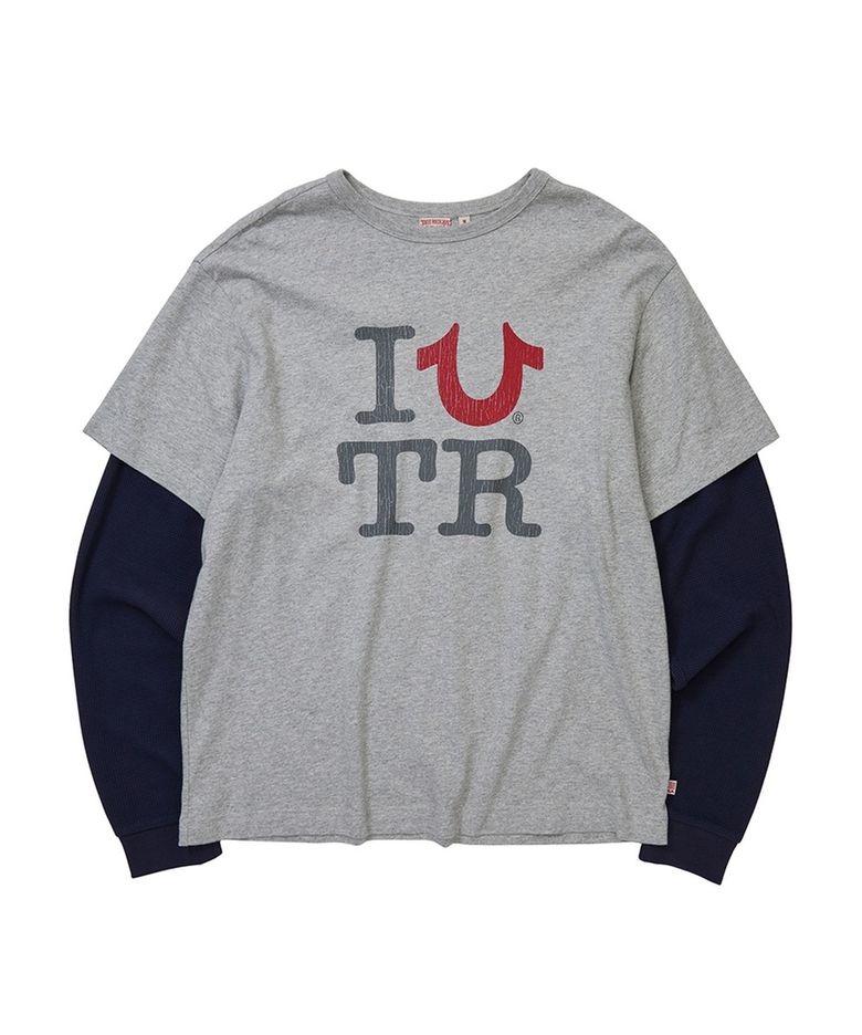TRUE LOVE Waffle Layered Long Sleeve - MELANGE GREY