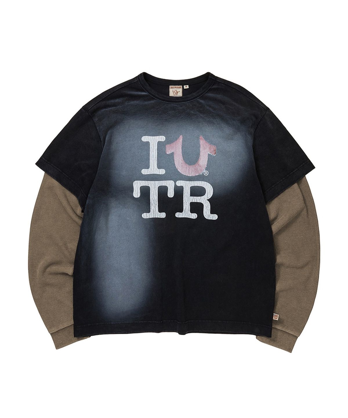 트루릴리젼(TRUERELIGION) TRUE LOVE Waffle Layered Washed Long Sleeve - WASHED BLACK