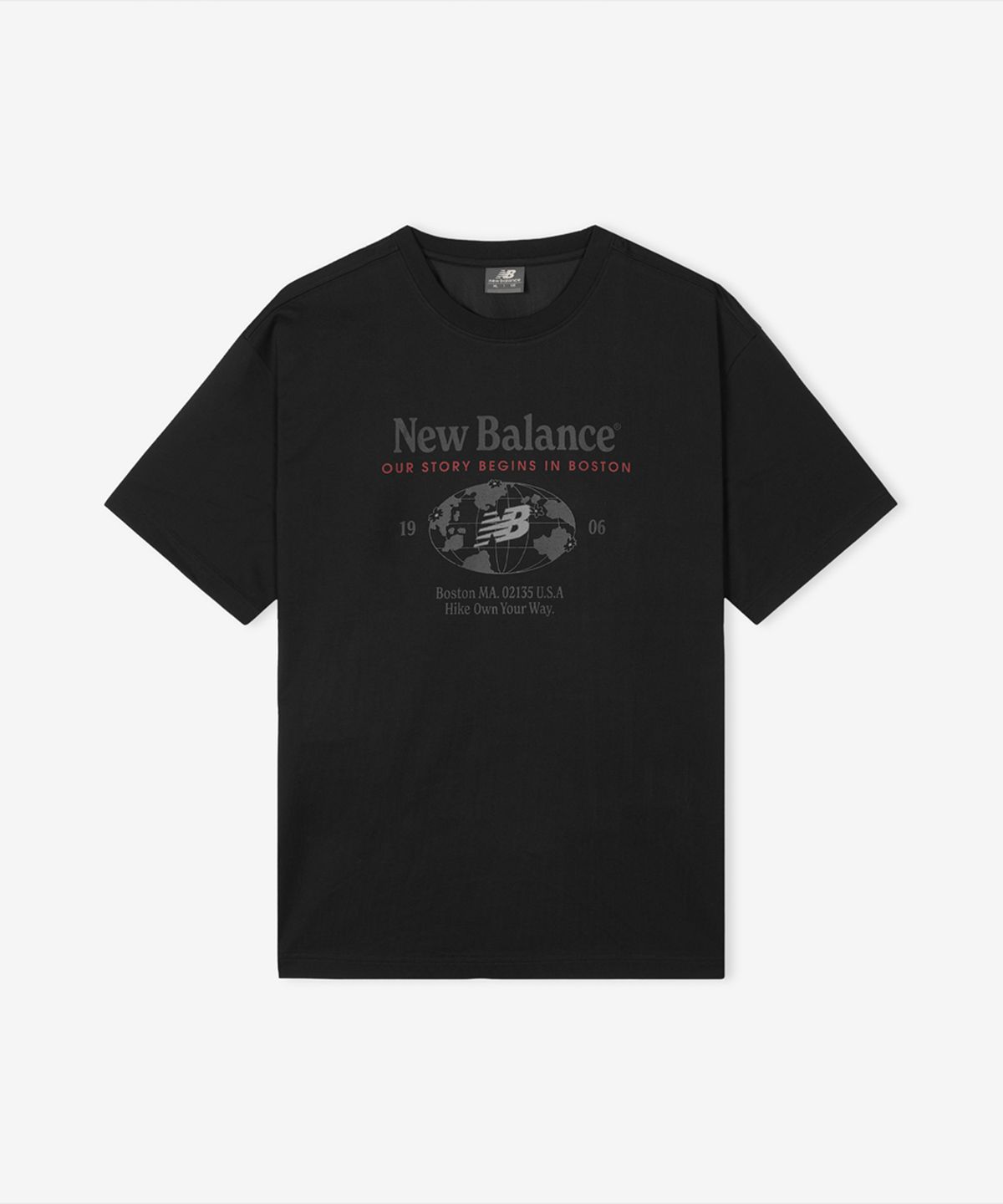 뉴발란스(NEW BALANCE) NBNEG21533 / UNI NB 프렌즈 지구 레터링 반팔티 (BLACK)