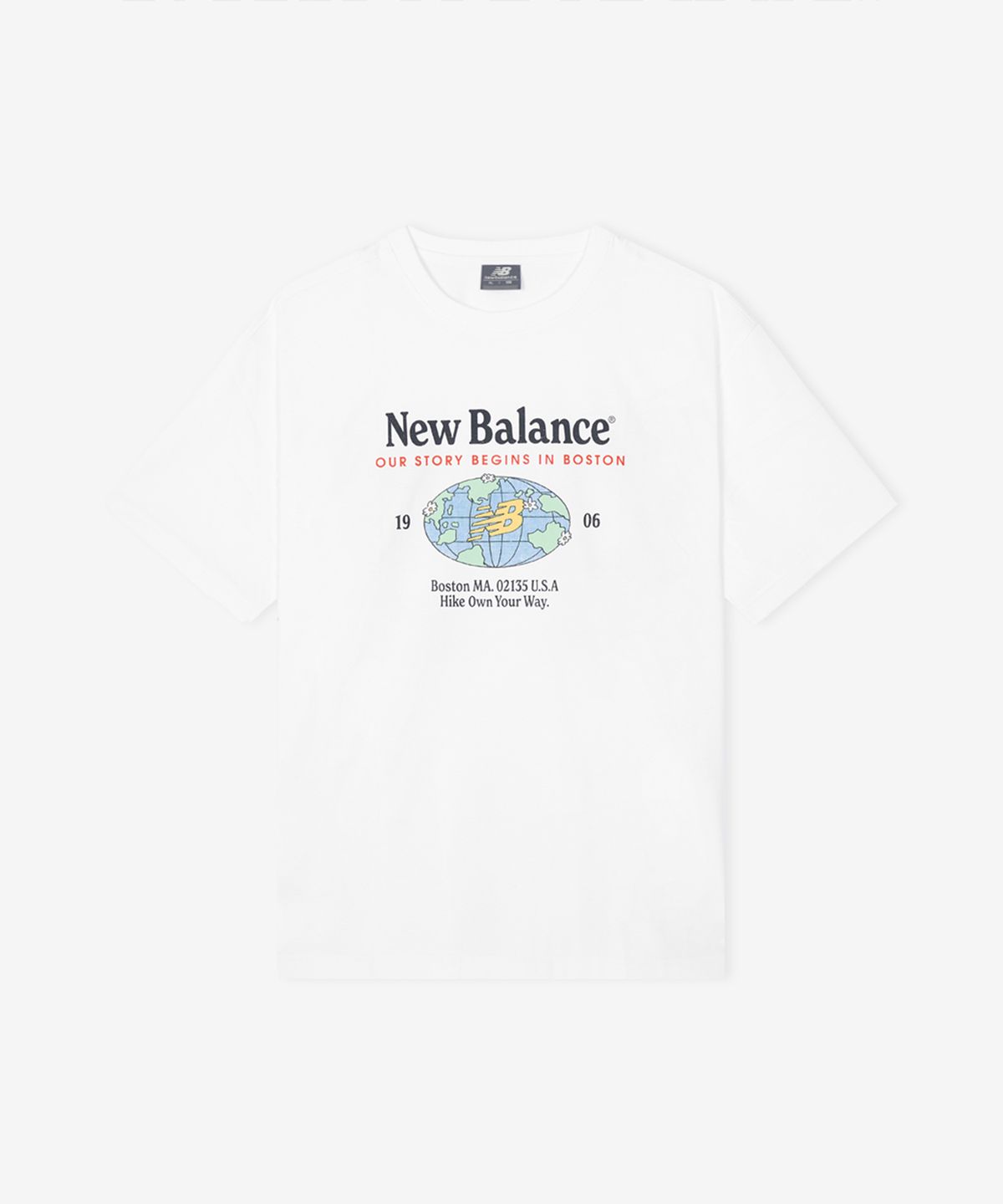 뉴발란스(NEW BALANCE) NBNEG21533 / UNI NB 프렌즈 지구 레터링 반팔티 (WHITE)
