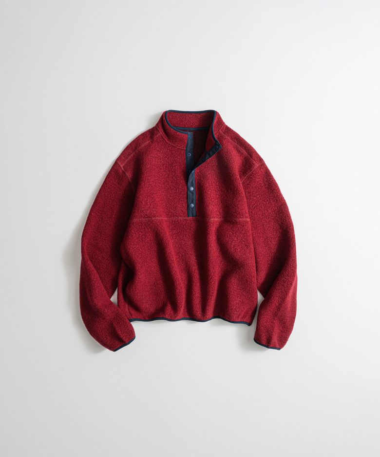 WOOL PILE SNAP PULLOVER vintage red