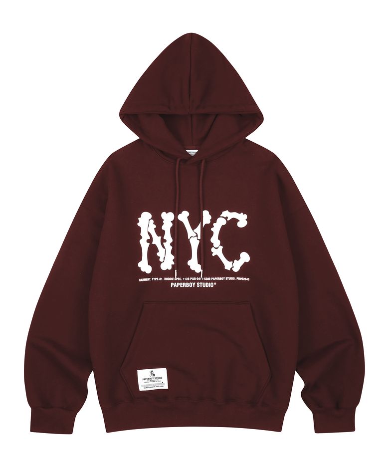 NYC 스켈레톤 후디-버건디