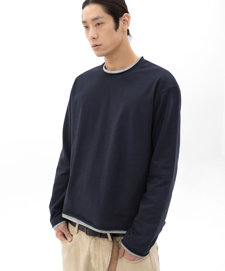 컴포트 오프컷 레이어드 긴팔티 ( 네이비 )