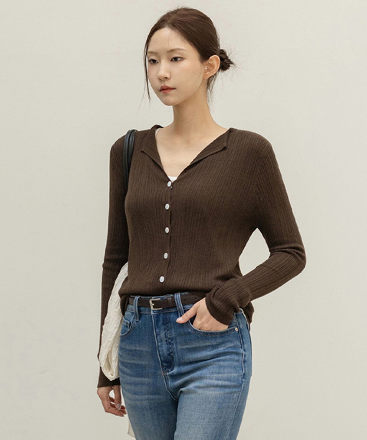 프렌치시크(FRENCHCHIC) 그레번 골지 카라 니트 가디건_F6F715CA