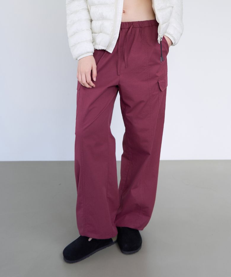 Utility Wide Cargo Pants - Wine