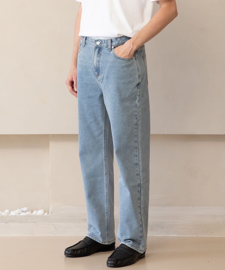 CB321 루즈 스트레이트 데님 팬츠[라이트블루]