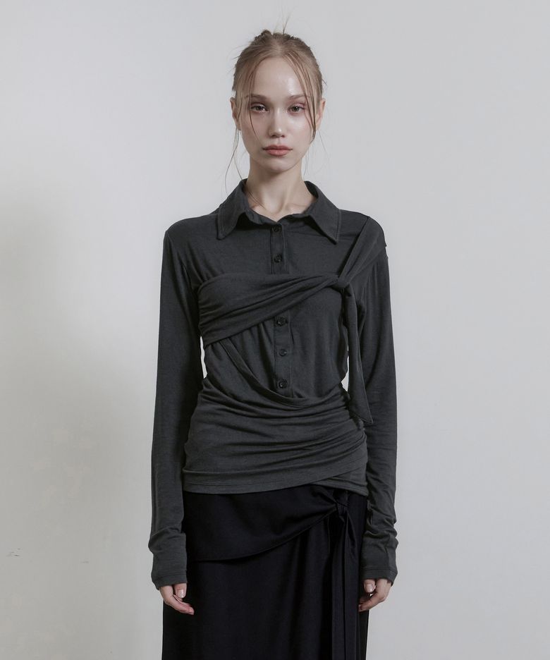 KNOT VEIL TOP [CHARCOAL]