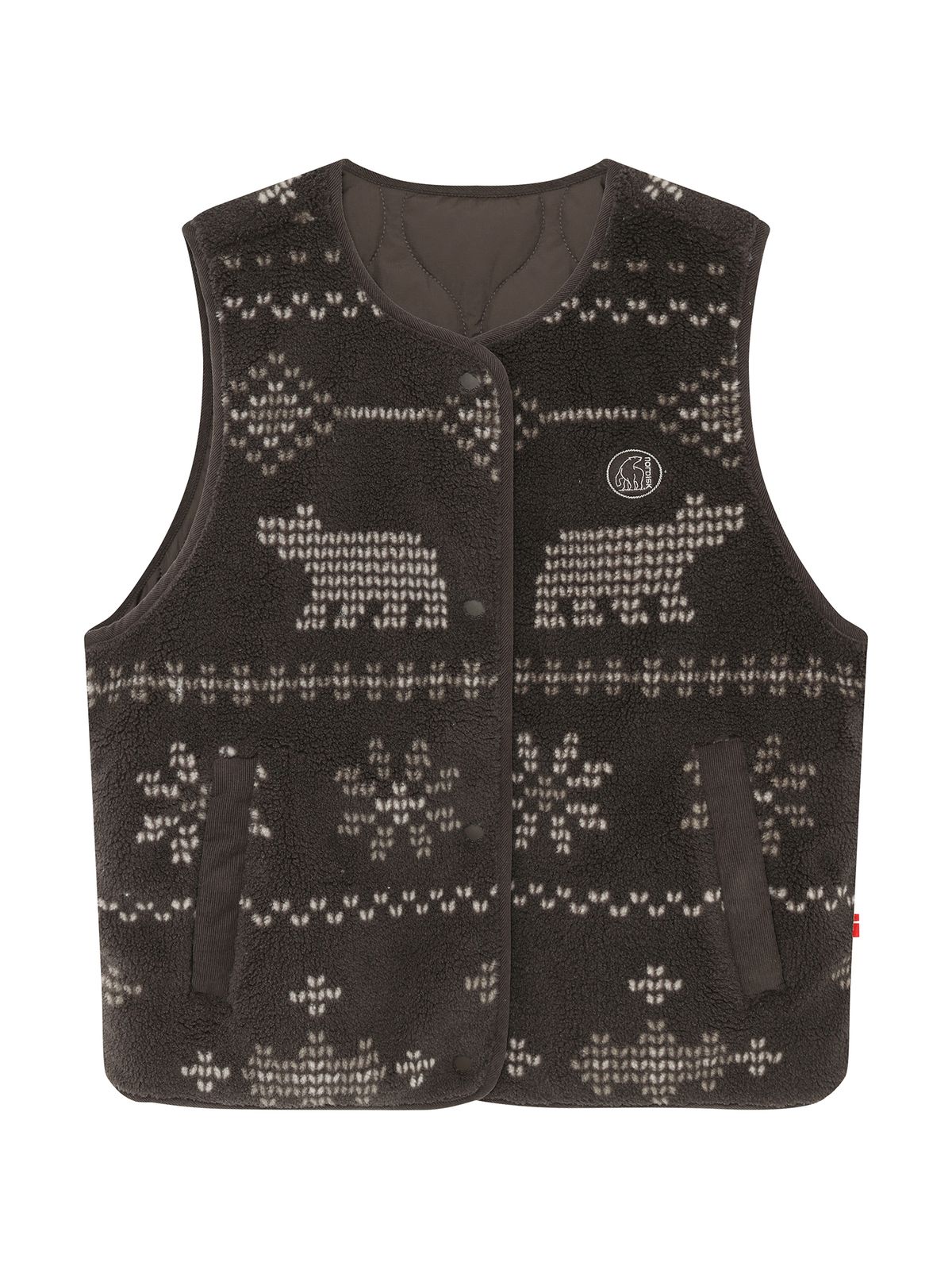 노르디스크(NORDISK) 휘게 노르딕패턴 플리스 베스트 (Reversible) - W_Dark Brown_OWW26601E8