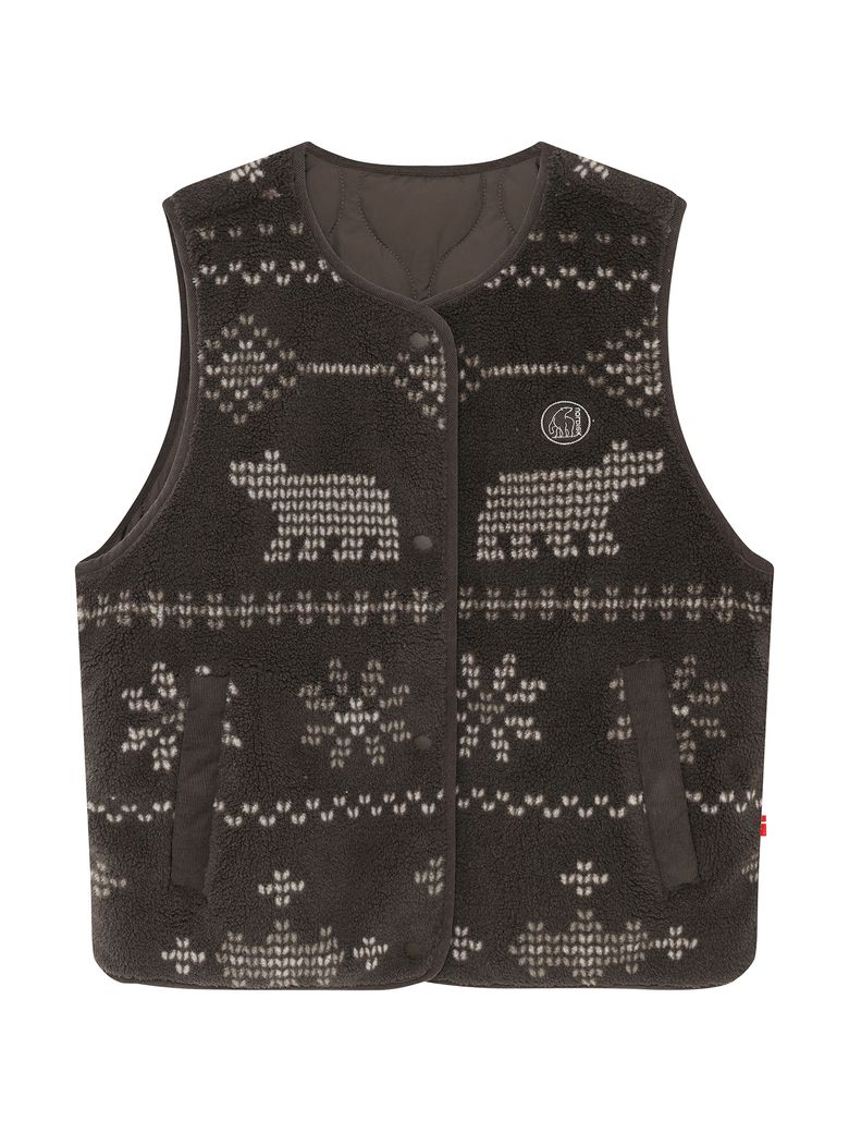 휘게 노르딕패턴 플리스 베스트 (Reversible) - W_Dark Brown_OWW26601E8