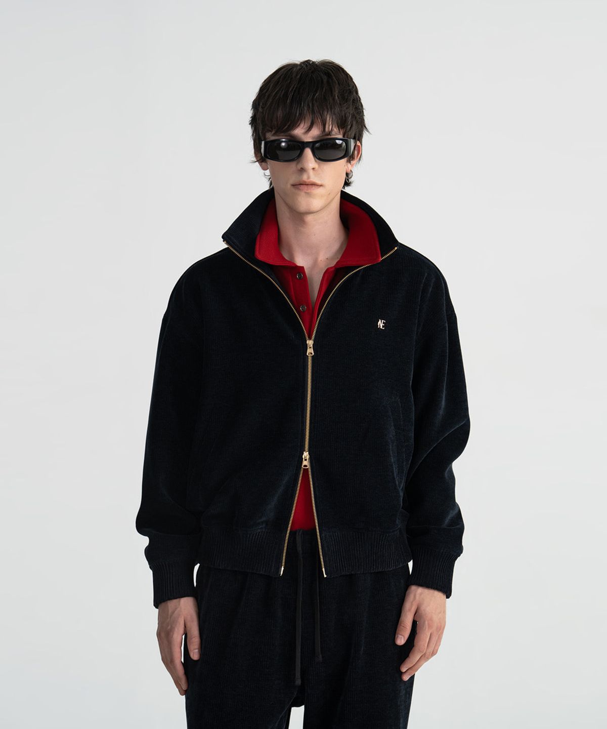 노이스(NOICE) (UNI) CHENILLE RIBBED TRACK JACKET - DARK NAVY