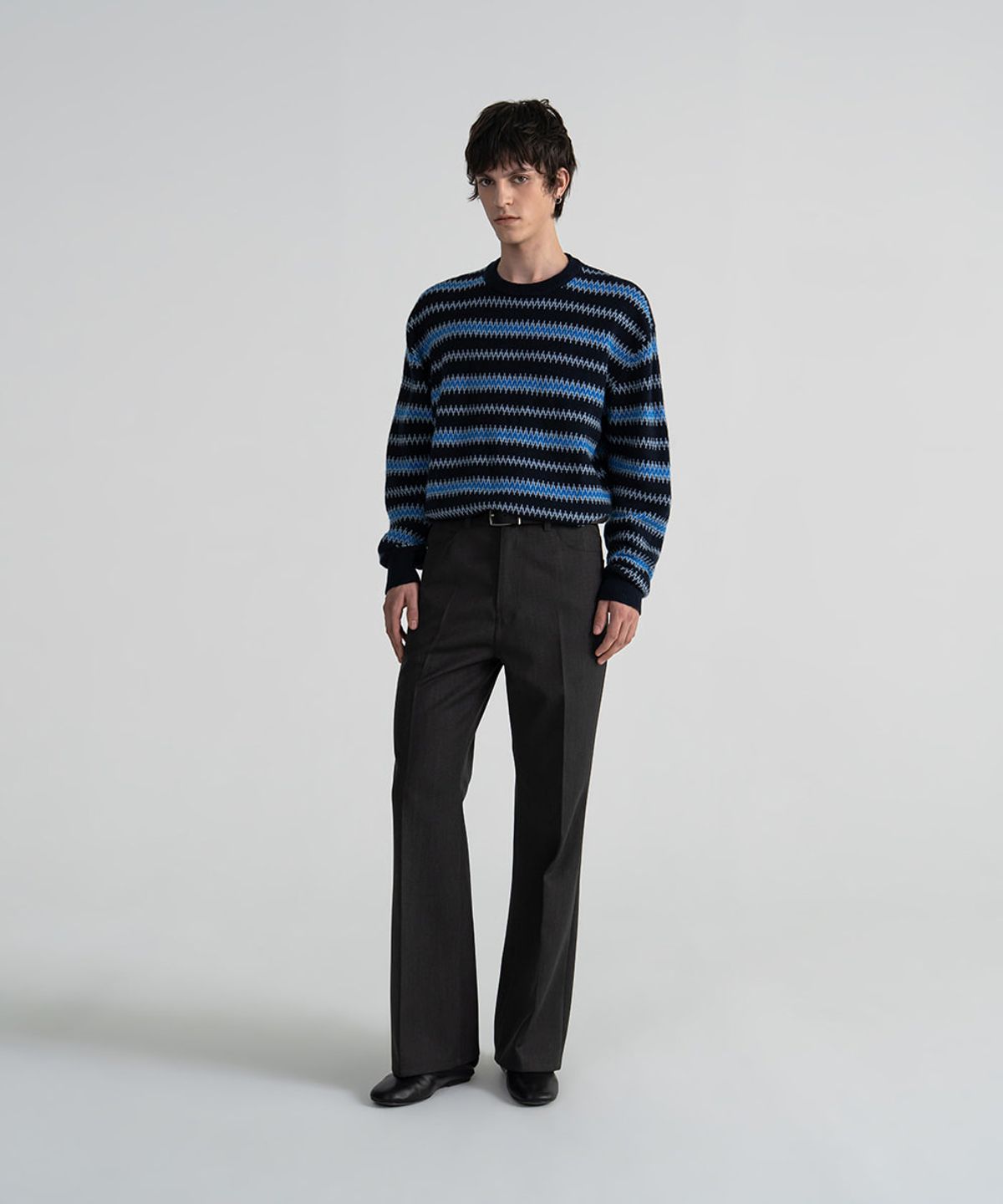 노이스(NOICE) M WOOL FLARED PANTS - DARK GREY