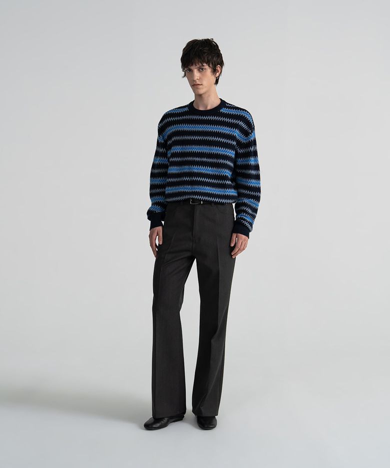 M WOOL FLARED PANTS - DARK GREY
