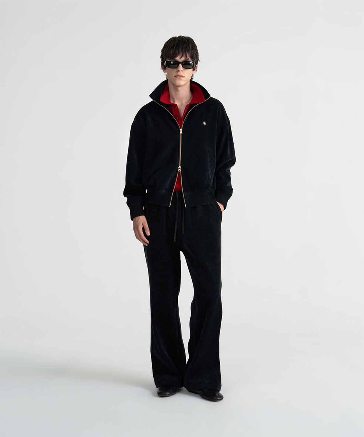 노이스(NOICE) (UNI) CHENILLE RIBBED TRACK PANTS - DARK NAVY