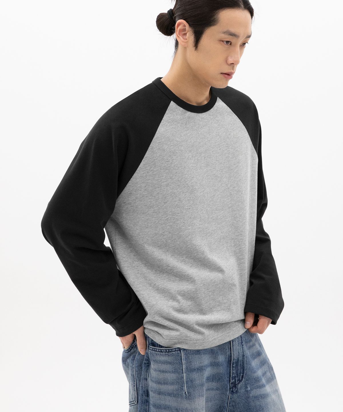 브렌슨(BRENSON) 피치드 레글런 롱슬리브 ( 멜란지 그레이 )