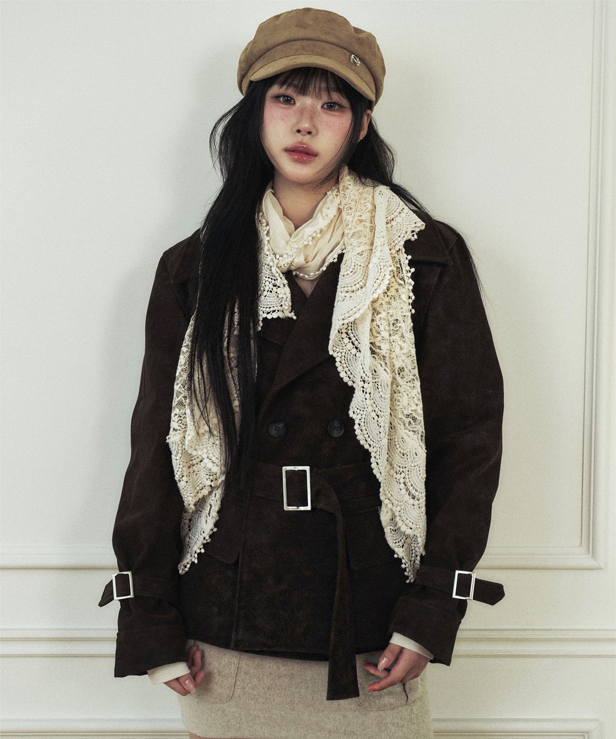 뉴얼린(NEWALRIN) Dusk Belt Trench Jacket Brown