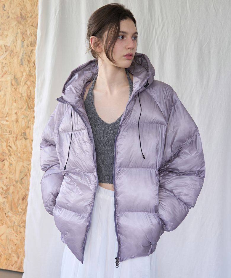 Haze Sheer Hooded Padding - Purple