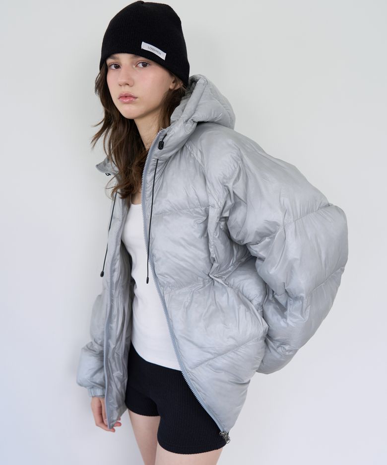 Haze Sheer Hooded Padding - Light Gray